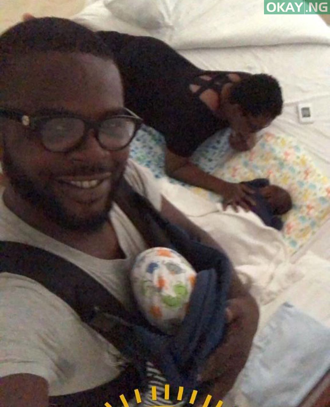 Funke Akindele-Bello and JJC Skillz with their twins