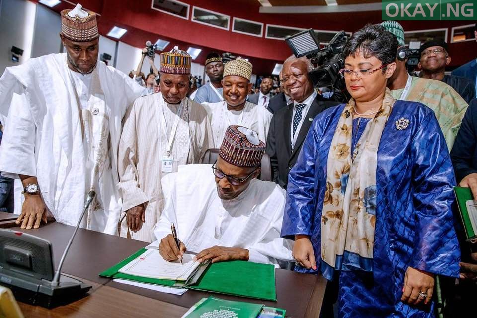 President Muhammadu Buhari signs African Continental Free Trade Area (AfCFTA) agreement at African Union (AU) Summit in Niamey