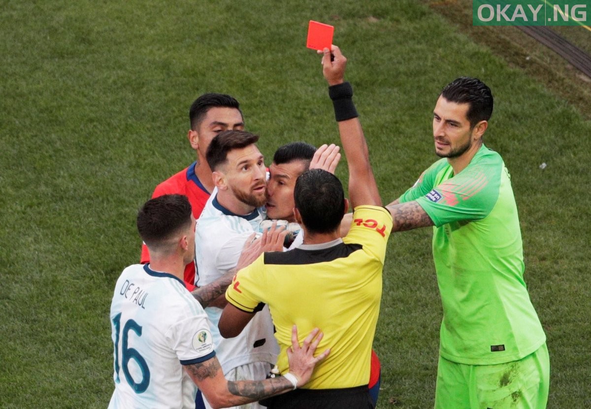 Messi received a red card