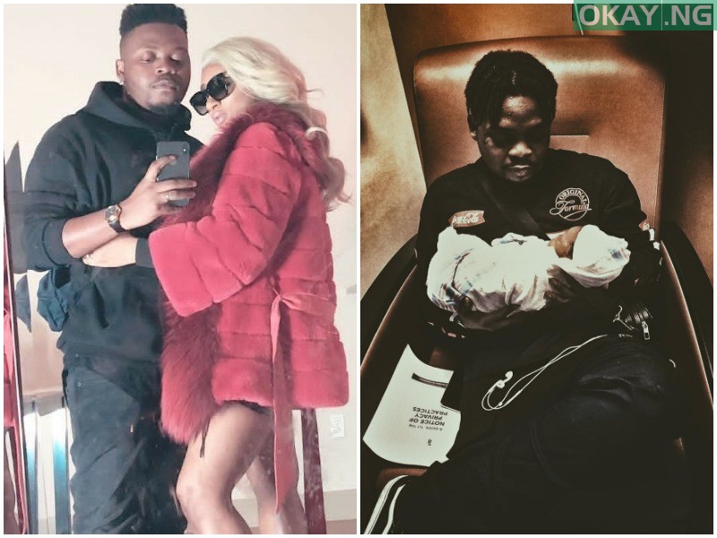 Olamide, his partner and new born baby