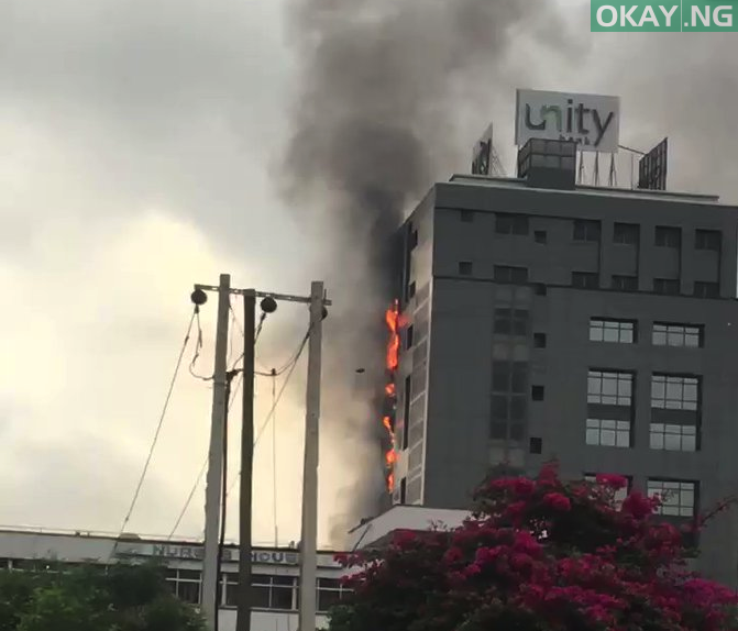 fire guts Unity Bank head office in Lagos