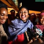 Aisha Buhari on arrival at Abuja airport