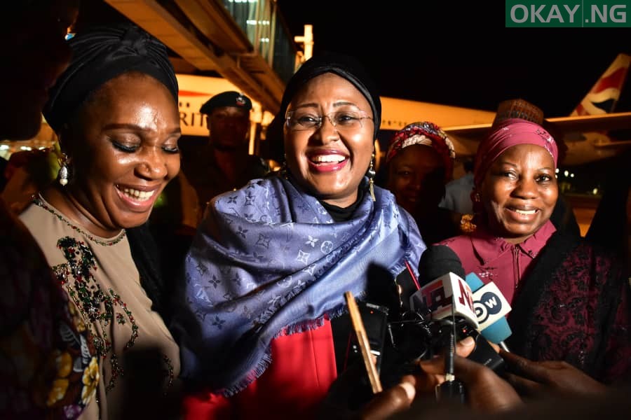 Aisha Buhari on arrival at Abuja airport