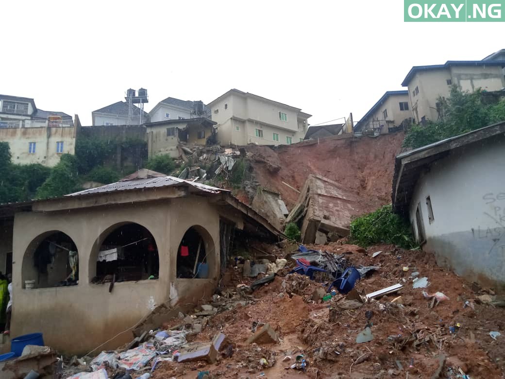 The scene of the building collapse in Magodo, Lagos