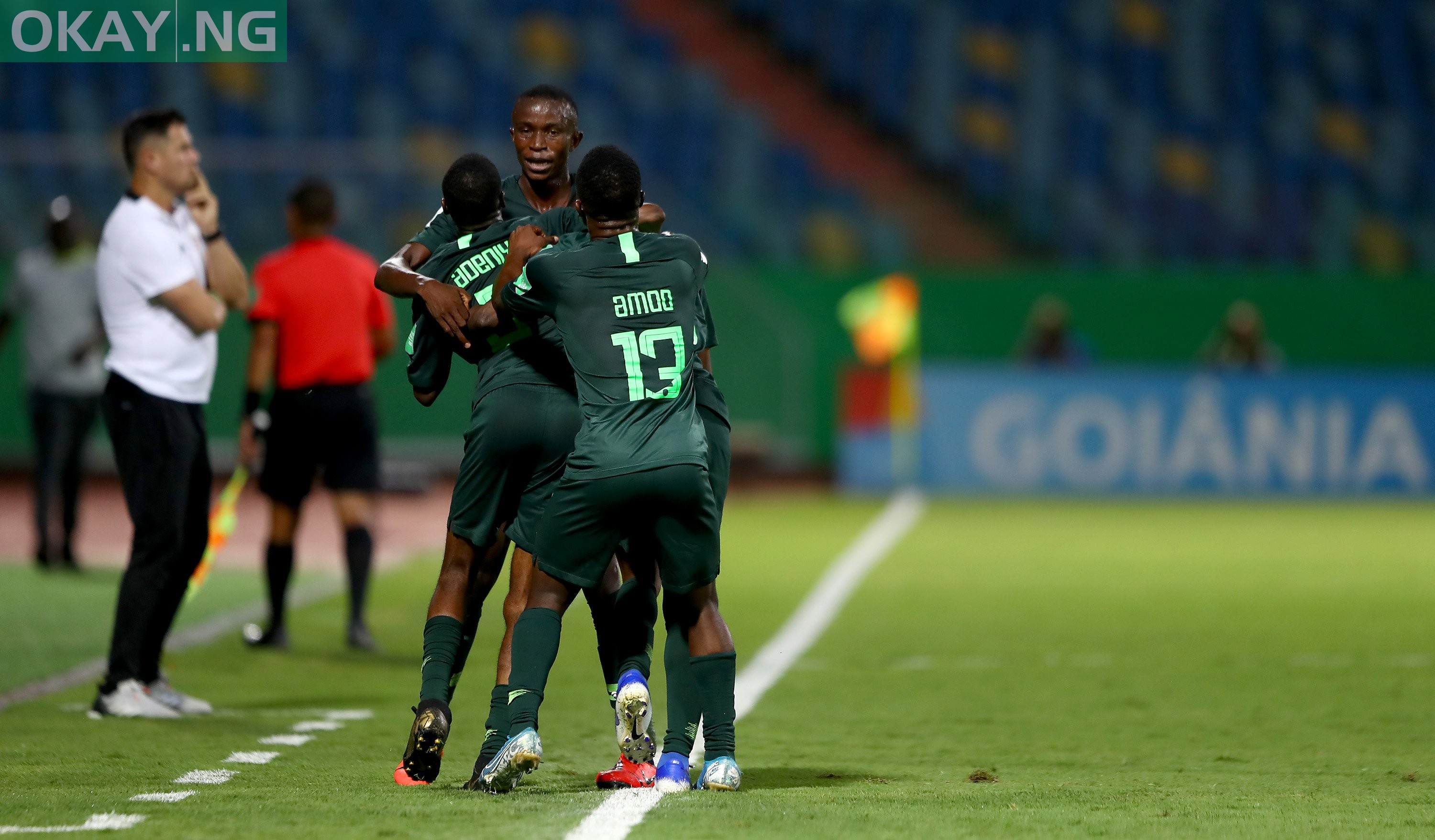 Golden Eaglets of Nigeria celebrating their goal against Hungary