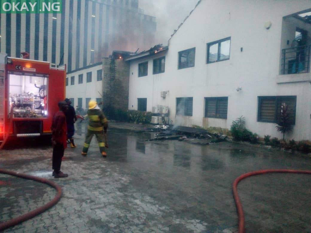 Fire guts Transcorp building in Ikoyi, Lagos