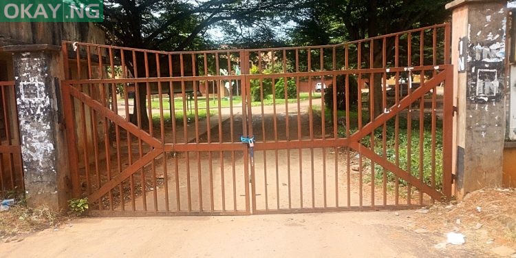 Closed gates of Federal Secretariat in Asaba