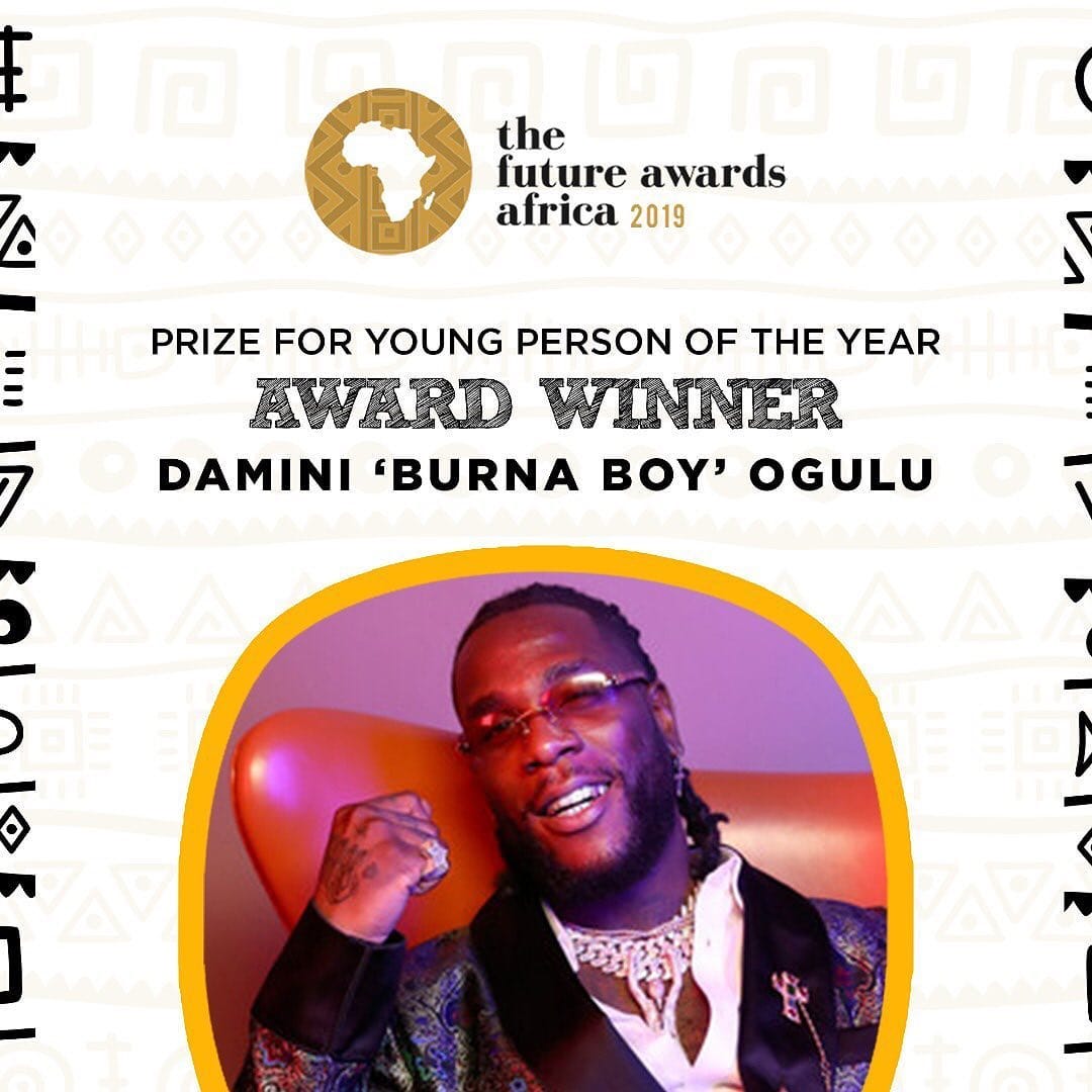 Burna Boy wins coveted prize of young person of the year