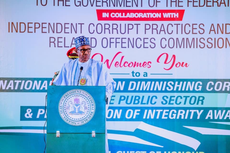 President Muhammadu Buhari speaking at the National summit on ‘‘Diminishing Corruption in the Public Service’’ in Abuja