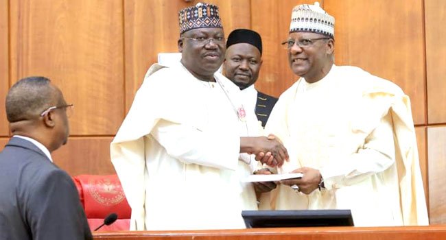 Senate President Ahmed Lawan swears in PDP's Ibrahim Danbaba