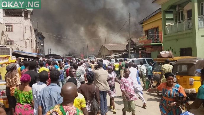 Scene of the fire in Lagos