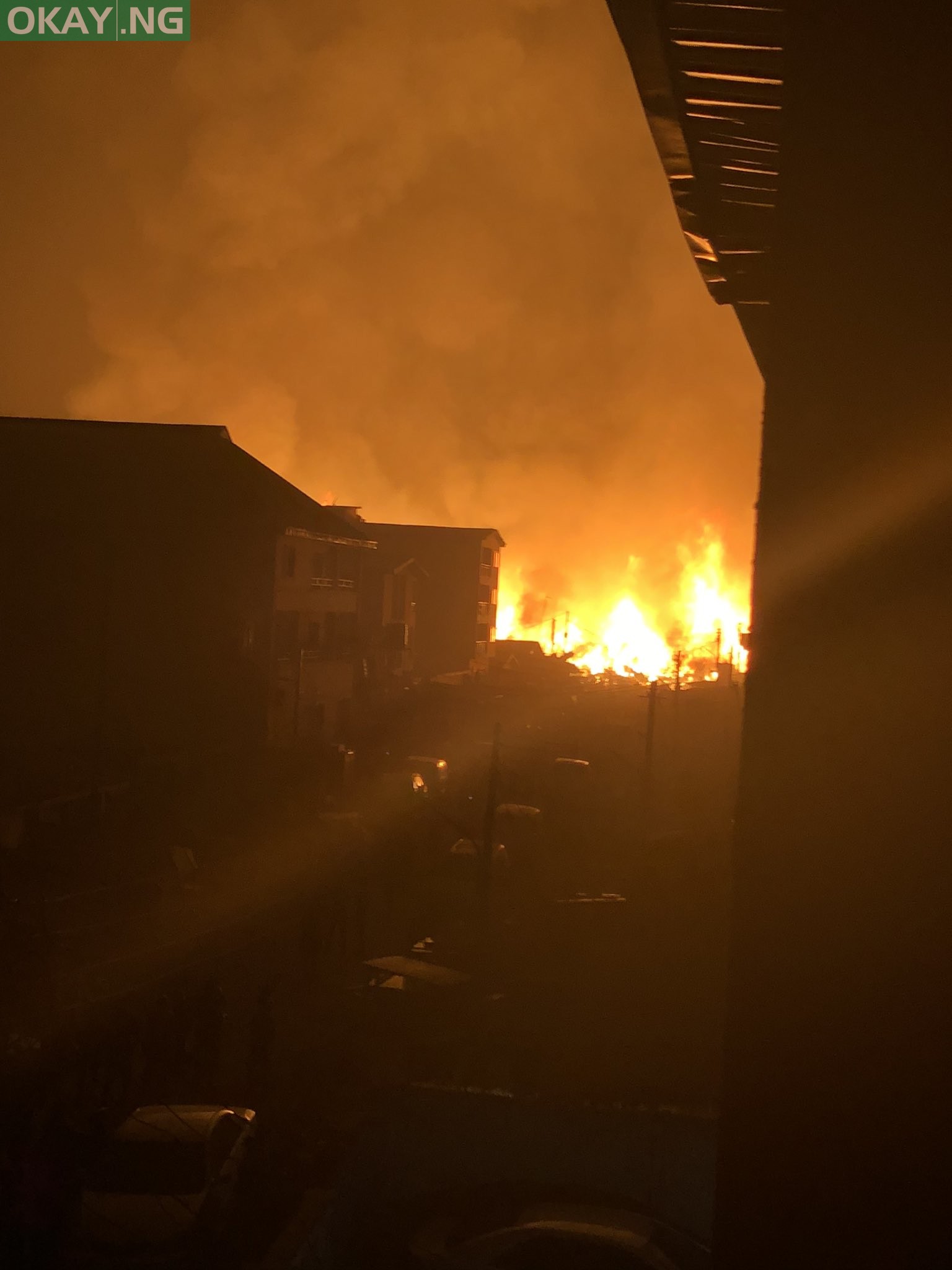 Fire at Amu timber market in Mushin