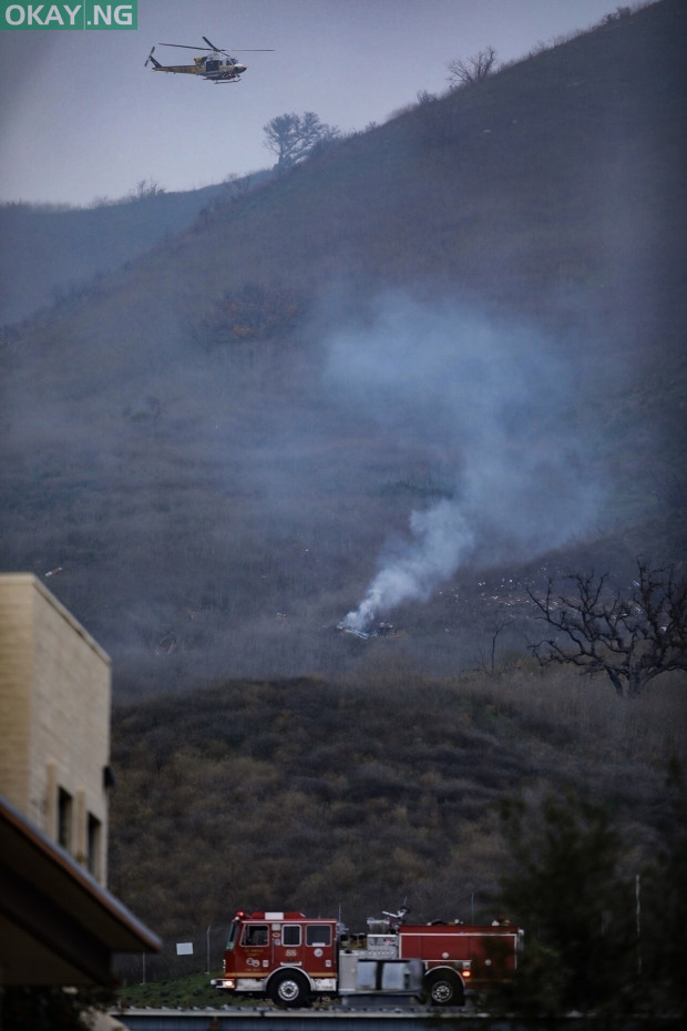 Scene of Kobe Bryant's helicopter crash on Sunday 