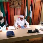 Buhari in his office