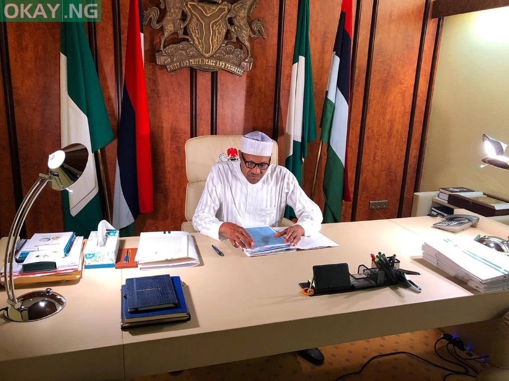 Buhari in his office