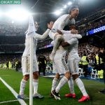 Real Madrid players celebrating their goal against Barcelona