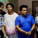 Ronaldinho in handcuffs after arrest