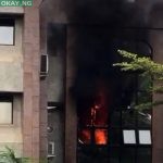 Scene of the fire at NIPOST headquarters in Abuja