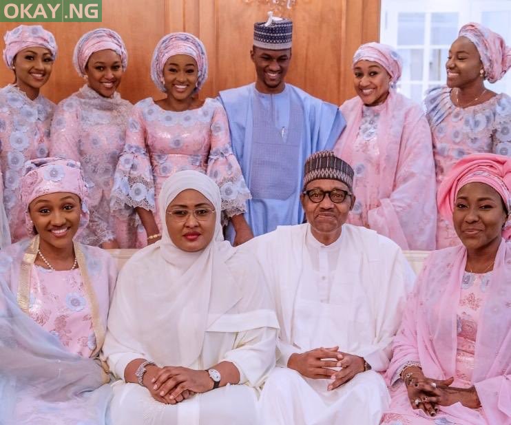 President Muhammadu Buhari with his family