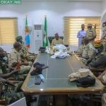 Governor Babagana Zulum with Cameroonian military delegation on Thursday in Maiduguri, Borno state capital