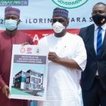 L-R: Kabiru Rabiu, Group Executive Director, BUA Group; Governor AbdulRahman AbdulRazaq of Kwara and Ubon Udoh, Managing Director, ASR Africa during the presentation of a N2.5billion grant by ASR Africa to Kwara State Government for a proposed Oncology and Diagnostic Center to be built in Ilorin