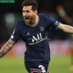 Paris Saint-Germain's Argentinian forward Lionel Messi celebrates after scoring his team's second goal during the UEFA Champions League first round group A football match between Paris Saint-Germain's (PSG) and Manchester City, at The Parc des Princes, in Paris, on September 28, 2021.