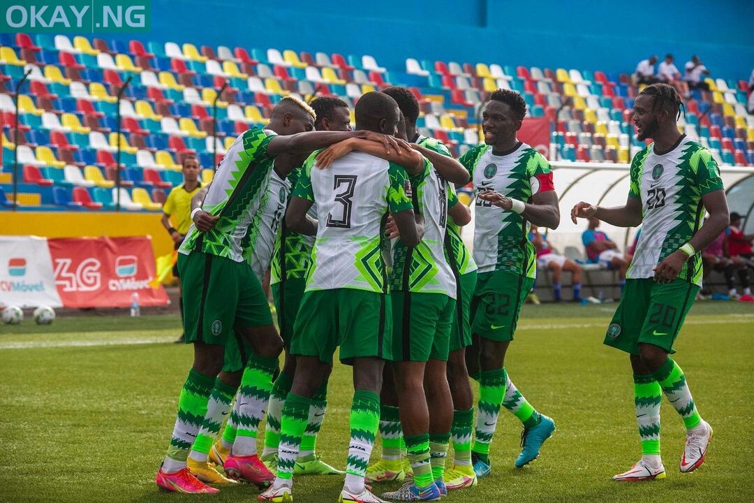 Super Eagles of Nigeria celebrating a goal