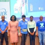 from left Titilayo Medunoye, Lactation Consultant, Milky Express; Biyi Olagbami, Executive Director/Chief Risk Officer, Ecobank; Kemi Akintoyese, Clinical Psychologist; Carol Oyedeji, Executive Director, Commercial Banking, Ecobank; Mary Katambi, Chibok Girl and Speaker at the event; Kola Adeleke, Executive Director, Corporate Banking, Ecobank and Hadiza Blell-Olo popularly known as Di'Ja during the Ecobank Day lecture on Mental health in Lagos over the weekend.