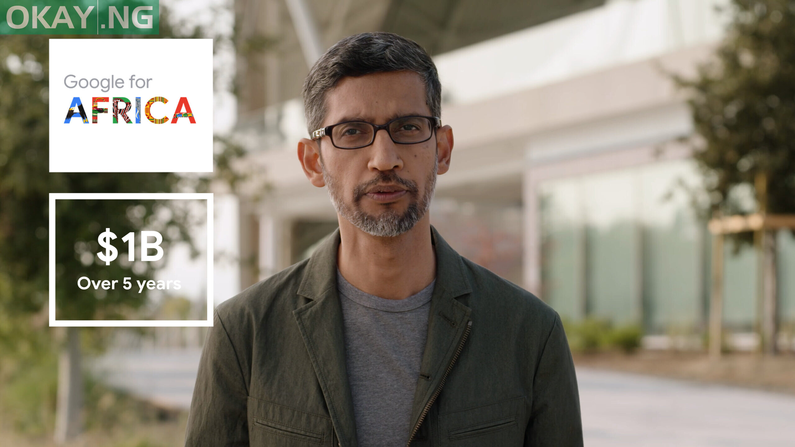 Google CEO Sundar Pichai speaking during its first virtual Google for Africa event