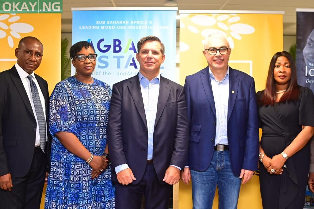 L-R – General Manager Sales, LandAfrique, Mr. Phillip Obih; General Manager, Enterprise Sales, MTN Nigeria, Bukola Akande; Chief Executive Officer, LandAfrique Group, Paulo Cruz; Chief Operating Officer, MTN Nigeria, Mazen Mroue and General Manager, Fixed Broadband, MTN Nigeria, Onyinye Ikenna-Emeka at the signing ceremony between LandAfrique and MTN Nigeria for Fiber optic deployment in Agbara Estate