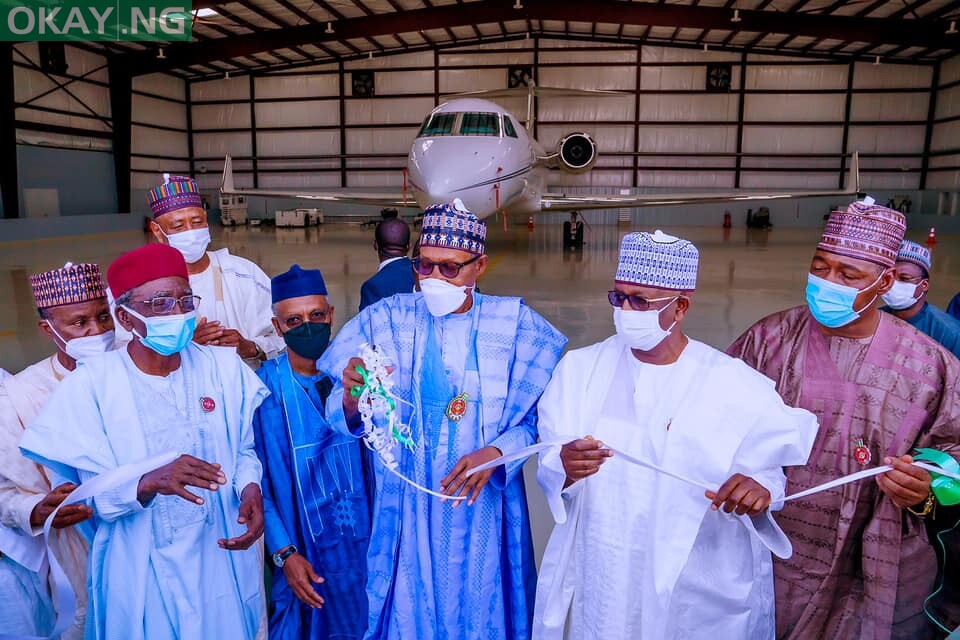 President Muhammadu Buhari commissions a hangar in Maiduguri