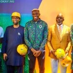 L-R: Super Eagles Captain, Ahmed Musa; Olutokun Toriola, CEO MTN Nigeria; Super Eagles player, Victor Oshimhen; President of the Nigerian Football Federation, Amaju Pinnick and Super Eagles player, Wilfred Ndidi at the partnership signing ceremony between MTN and the Nigerian Football Federation.