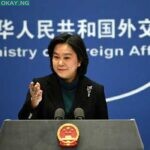 Chinese Foreign Ministry spokesperson Hua Chunying gestures during the daily Press conference at the Foreign Ministry in Beijing on February 24, 2022. Noel Celis / AFP