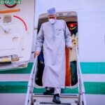 Buhari on arrival from Kenya, Friday, March 04th, 2022.