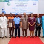 (L – R) Permanent Secretary, Bureau of Cabinet and Special Services, Alhaji Olanrewaju Saka; Permanent Secretary Ministry of Rural Development and Water Resource Ogun State; Mr Adetunji Kanimodo; Guest Speaker, Prof. Abiodun Badmus; Head of Service Ogun State Dr. Nafiu Olatunde Aigoro; Representative of the Deputy Governor, Ogun State SSA Hon. Kola Salako; Category and Marketing Manager, Nestle Waters, Mrs Gloria Nwabuike; Director Planning , Ogun Osun Rivers Basin Authority, Engr Adewale Adeoye and Permanent Secretary Ministry of Environment Ogun State Engr Rasaki Olabode