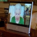 Britain’s Queen Elizabeth II appears on a screen via videolink from Windsor Castle, during a virtual audience to receive the Andorra’s ambassador to the United Kingdom, Carles Jordana Madero (unseen), at Buckingham Palace in London on March 1, 2022. (Photo by Victoria Jones / POOL / AFP)