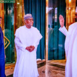 President Muhammadu Buhari welcoming the Management and Board of Dangote Industries Limited (DIL), to the Presidential Villa, in Abuja on Friday