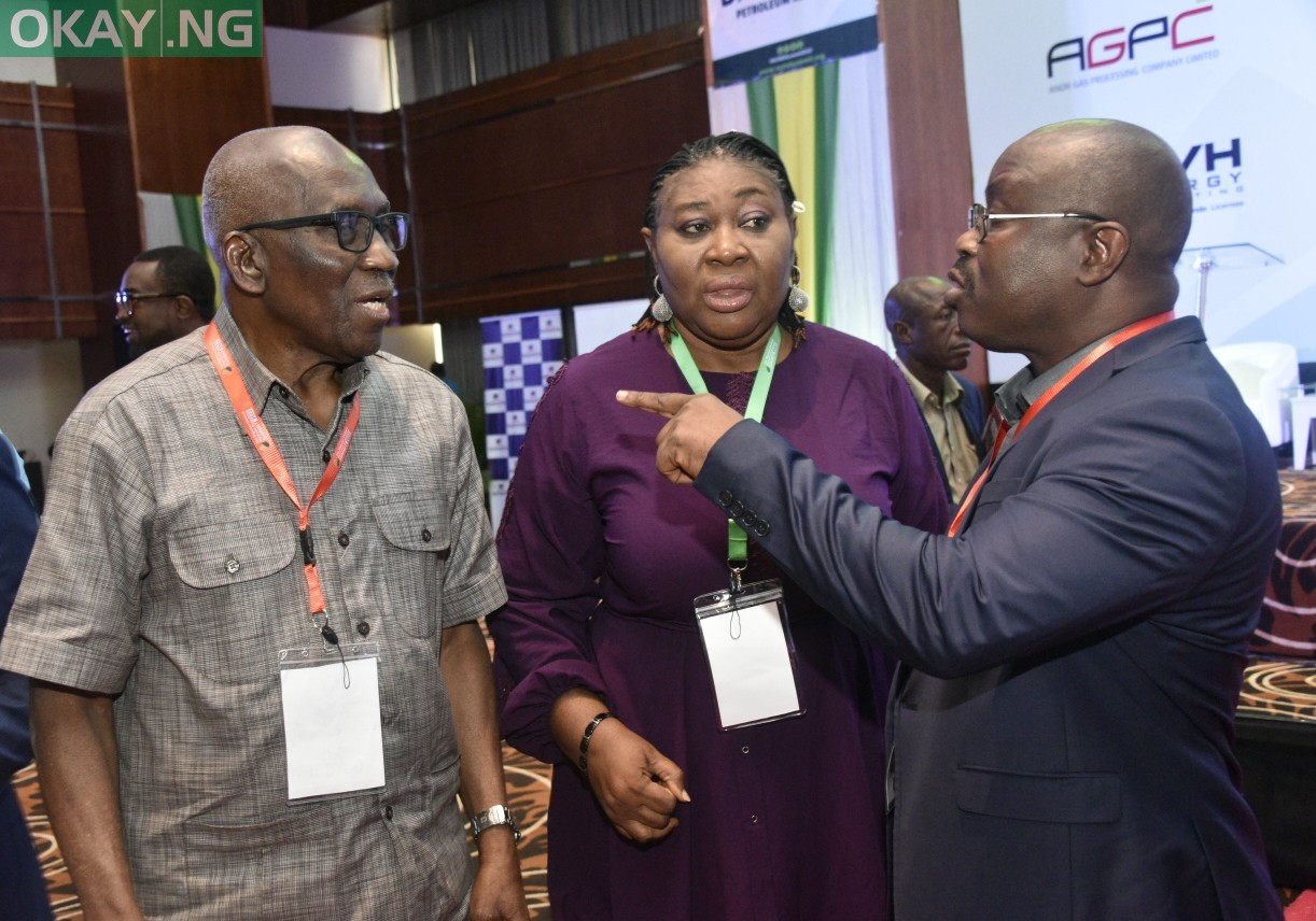 L-R, Representative of the President /CE, Dangote Industries Limited, Engr. Babajide Soyode, Technical Consultant - Dangote Industries Limited, Dangote Oil Refinery Company Limited, AGM Training , Development & Stakeholders Relationship Management, Dr. Ebele Oputa, Nigerian Content Development & Monitoring Board, Director of Planning, Research & Statistics, Daziba Patrick Obah, at the Dangote Petroleum Refinery Sponsor The Nigerian Content Midstream - Downstream , Oil and Gas Summit 2022, in Lagos on Tuesday 24th May 2022