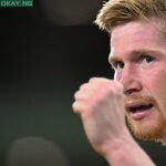 Manchester City’s Belgian midfielder Kevin De Bruyne celebrates after scoring his team fourth goal during the English Premier League football match between Wolverhampton Wanderers and Manchester City at the Molineux stadium in Wolverhampton, central England on May 11, 2022. Paul ELLIS / AFP