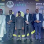 L-R: Dr Imo Itsueli, Past Chairman, Oil Producers Trade Section (OPTS) & Chairman Dubri Oil; Mr Basil Omiyi, past Chairman, OPTS & Chairman Seplat; Vice President Prof. Yemi Osinbajo; Mr. Mike Sangster, MD, TotalEnergies and past Chairman, OPTS; Mr. Osagie Okunbor, MD, SPDC & Chairman, Shell Companies in Nigeria/ Past Chairman & Current Vice Chairman, OPTS and Mr. Bunmi Toyobo, Executive Director, OPTS at the 60th anniversary celebration of OPTS at Eko Hotel, Lagos on Thursday.