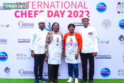 L-R: Chef Nick Maaji, Vice President South West, Association of Professional Chefs Nigeria Moronke Azeez, Executive Secretary, Lagos State Technical and Vocational Education Board (LASTVEB) Funmi Osineye, Business Manager, Nestlé Professional, Nestlé Nigeria PLC Chef Eric Mekwuye, Director of Training and Corporate Matters, Association of Professional Chefs Nigeria