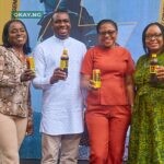 Corporate Affairs Director, Nigerian Breweries Plc.,Sade Morgan; Company Secretary/Legal Director, Nigerian Breweries Plc., Uaboi Agbebaku; Portfolio Manager, Non-Alcoholic Brands, Nigerian Breweries Plc, Elohor Olumide-Awe; and HR Director, Nigerian Breweries Plc., Grace Omo-Lamai at the press briefing for the unveil of Zagg Energy Malt drink in Lagos.