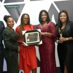 L-R, NASCON And Allied Company plc, Kingsley Emeh, HSSE, Idogesit Udoh, NASCON, Risk Analyst, Ifeoluwa Adeniyi, CFO's Office, Diseye Oba, HSSE & Sustainability, Morayo Tukuru, Investor relations, John Udeh HSSE, with the Best Company in Genders Women Empowerment Award at The SERAS Award 2022