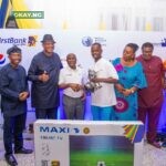 L-R: Kayode Oguntayo, Director, Concierge Sports Limited; Taiwo Okeowo, Deputy Managing Director, FBNQuest Merchant Bank Limited; Dr. Anthony Oboh, Golf Captain, Golf Section of Ikoyi Club 1938; Olusegun Alebiosu, Executive Director, Chief Risk Officer, First Bank of Nigeria Limited presenting the trophy to Emmanuel Ojeabulu, winner of the 61st Lagos Open Golf Championship; Nkoli Moka, Lady Captain, Golf Section of Ikoyi Club 1938; Akinwumi Akintola, Vice Chairman, Ikoyi Club 1938 and Ibukun Obatoyinbo; Director, Concierge Sports Limited at the prize presentation and awards dinner of the 61st FirstBank Lagos Amateur Open Golf Championship held recently at the Golf Section of Ikoyi Club 1938, Ikoyi, Lagos.