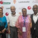 Ivorian artist and headline author, Veronique Tadjo; winner of the 2021 Nobel Prize for Literature, Professor Abdulrazak Gurnah, Founder, Ake Festival, Lola Shoneyin and Executive Director, Sterling Bank Plc, Yemi Odubiyi at the 10th Ake Books and Arts Festival opening ceremony in Lagos recently.