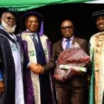 L-R: Vice Chancellor, Imo State University (IMSU), Prof. Uchefula Chukwumaeze, SAN, FCArb; Governor, Imo State, His Excellency, Senator Hope Uzodimma; Director, Planning, Research & Statistics, Nigerian Content Development and Monitoring Board (NCDMB), Mr. Patrick Daziba Obah, & Pro-Chancellor IMSU and pioneer Executive Secretary NCDMB, Dr. Ernest Nwapa, at IMSU's 8th Convocation ceremony on Saturday at Owerri.