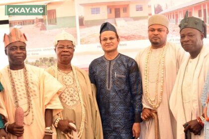 (L-R) HRM, Oba Dr. Daniel Abayomi Salako, Aboro of Iboroland; HRM, Oba Matthew Ayinde Ajibulu, Olu of Onigbedu; Dangote Cement Ibese Plant Director, Azad Nawabuddin; HRM, Oba Rotimi Oluseyi Mulero, Aboro of Ibeseland and HRM, Oba Kayode Adio Kusoro, Olu of Aga Olowo during a recent inauguration of some CSR Community Projects, at the Dangote Cement Ibese Plant, Ogun State