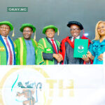 L – R: Vice Chancellor, University of Nigeria, Nsukka, Prof. Charles Arinzechukwu Igwe; Minister of State for Education, Rt. Hon. Goodluck Nanah Opiah; Pro-Chancellor and Chairman of the Governing Council of University of Nigeria, Nsukka, Amb. Bako Sani; Group Managing Director/CEO, Zenith Bank Plc, Dr. Ebenezer Onyeagwu; and Mrs Kachi Onyeagwu during the conferment of the Doctorate Degree in Business Administration on Dr. Onyeagwu by the University of Nigeria, Nsukka at the weekend.