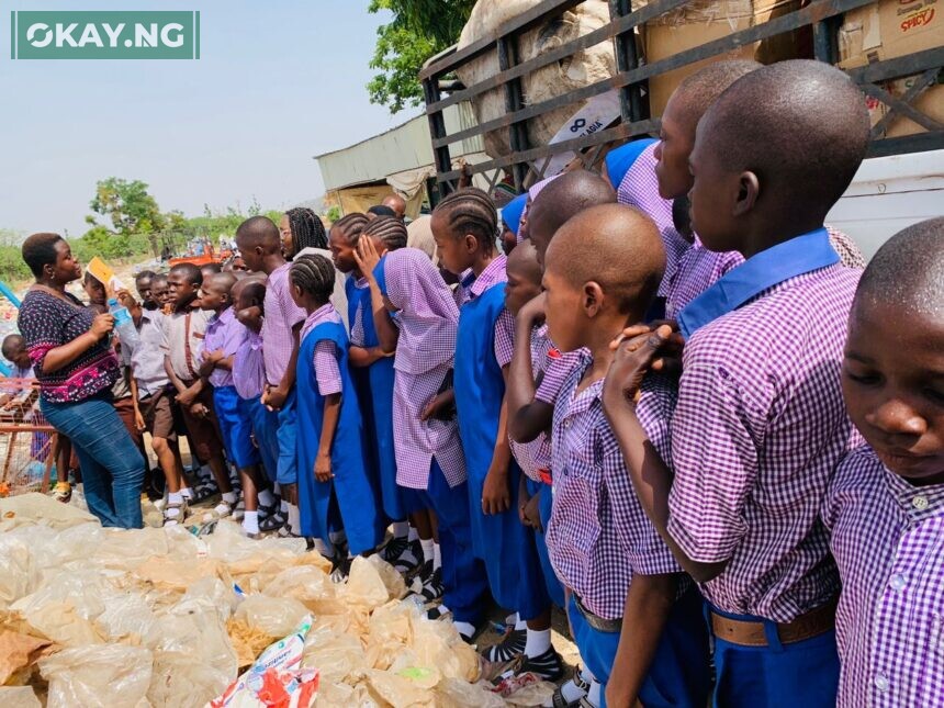 Cross section of pupils from Gadonasko Science Primary School and Dobi Primary School, both in Gwagwalada Abuja, at Ecobarter - a sustainable waste management and solutions company in Abuja on an excursion for further exposure on recycling, upcycling and more practical sessions.