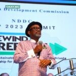 Executive Secretary of the Nigerian Content Development and Monitoring Board (NCDMB), Engr. Simbi Kesiye Wabote making a presentation at the NDDC Public-Private Partnership Summit 2023 held in Lagos on Tuesday.